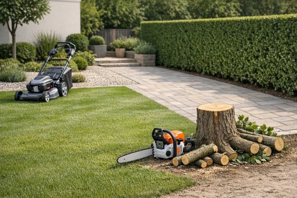 Garten- und Hofarbeiten als gepflegter Außenbereich nach praktischer Unterstützung